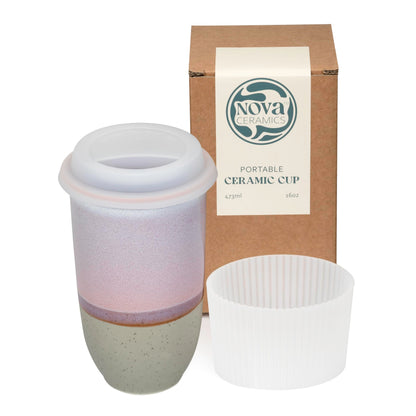 NOVA CERAMICS Coffee Travel Mug – Reusable Coffee – Microwave & Dishwasher Safe Coffee Green Tumbler - Gifts For Women Men Him Her – 16oz – Emerald