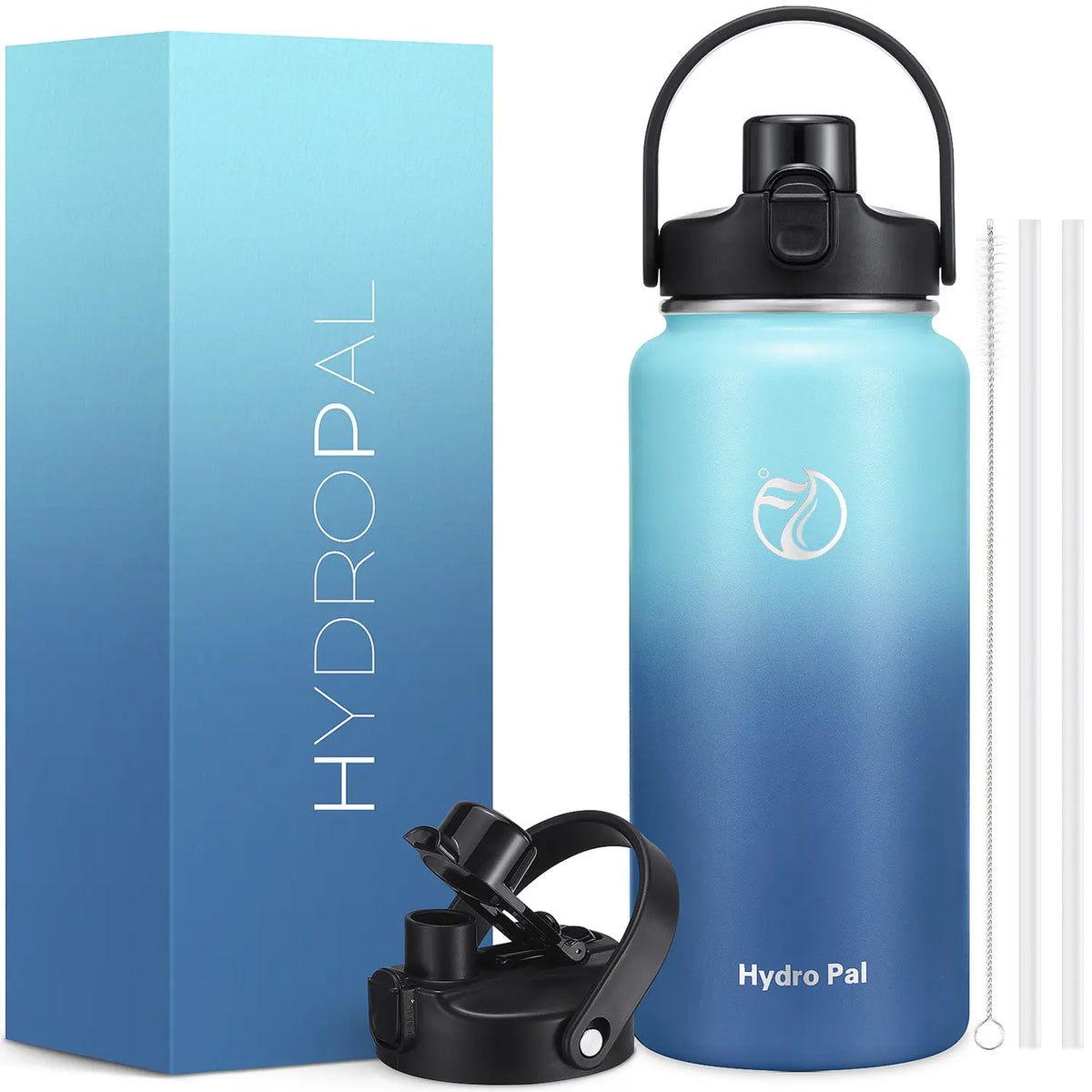 HydroPal 64oz Insulated Stainless Steel Water Bottle, Half Gallon, 2-in-1 Lid (Chug & Straw), Double-Walled Vacuum, Leak-Proof, Wide Mouth, Drinkware #Summervibes