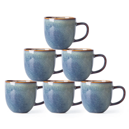 AmorArc 12oz Coffee Mugs, Ceramic Coffee Mugs set of 6 for Man, Woman, Dad, Mom, Modern Coffee Mugs with handle for Latte/Cappuccino/Milk/Cocoa. Dishwasher&Microwave Safe, Cappuccino