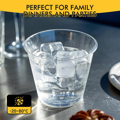 RACETOP 200 Pack 9 oz Clear Plastic Cups for Party | Disposable Clear Cup, Disposable Cups, Wine Glasses Cups, Plastic Cocktail Glasses