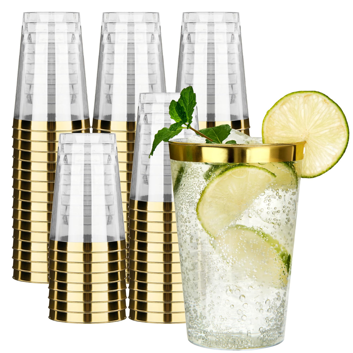 RACETOP 200 Pack 9 oz Clear Plastic Cups for Party | Disposable Clear Cup, Disposable Cups, Wine Glasses Cups, Plastic Cocktail Glasses