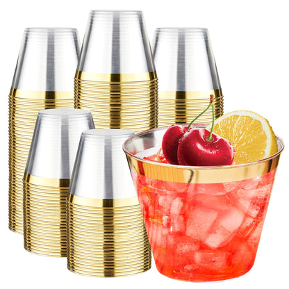 RACETOP 200 Pack 9 oz Clear Plastic Cups for Party | Disposable Clear Cup, Disposable Cups, Wine Glasses Cups, Plastic Cocktail Glasses