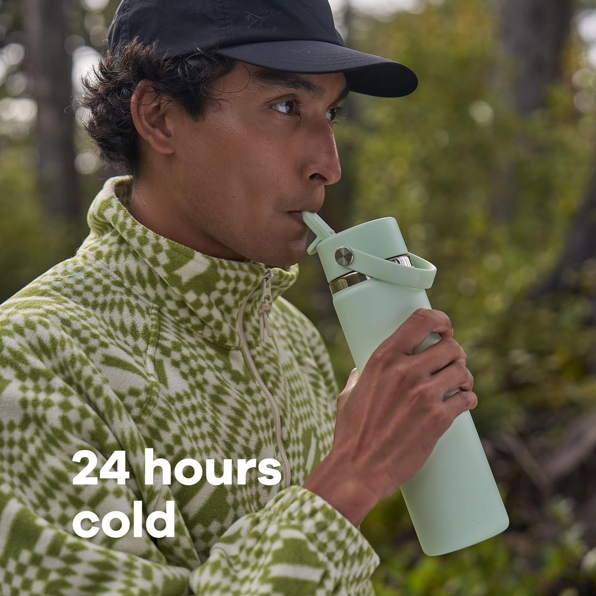Hydro Flask Water Bottle - Insulated Stainless Steel - Wide Mouth Flex Straw Lid, Non Spill, Leakproof and Refillable in 32 Oz Tonal Birch