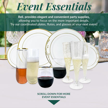 Reli. Disposable Wine Glasses (48 Pack, 12oz) | Clear | Stemless, Shatterproof | Plastic Stemless Wine Glasses Disposable | Parties, Cocktails, Whiskey, Weddings