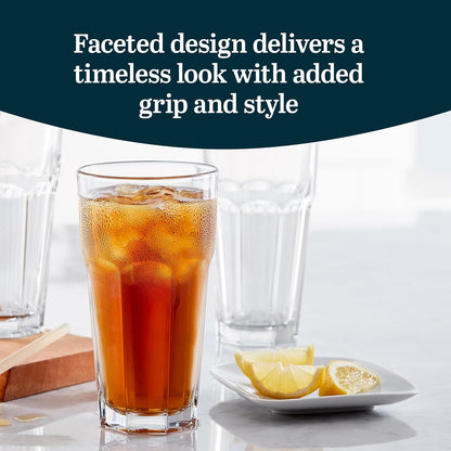 Libbey Gibraltar DuraTuff Drinking Glass Drinking Cup Set, Iconic Heavy Base Bar Glassware Thick Drinking Glasses Set of 12, 22-Ounce Iced Tea Glasses