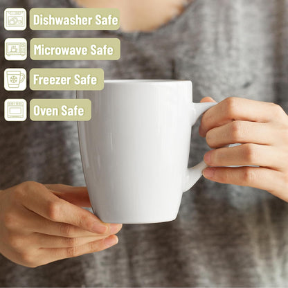 BTaT- White Coffee Mug Set, 12 Pack, 12oz, Ceramic Coffee Cups | Bulk Mug Set for Home, Office, Café, Hot Beverages, Tea, Cappuccino, Everyday Drinkware Use