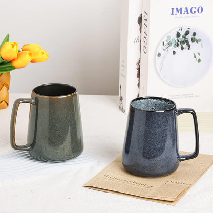 Large Ceramics Coffee Mugs,24 oz,Large Handle Design,Extra Large Tea and Coffee Cup for Office and Home，Microwave and Dishwasher Safe(Color:24 oz green)